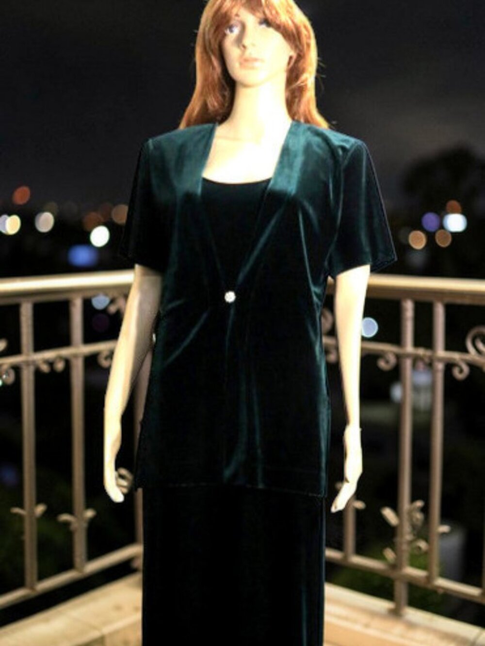 Green Velvet Long Gown